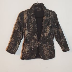 EUC! Vera Wang Classic Chic Designer Floral Patterned Blazer Size 8 / 42